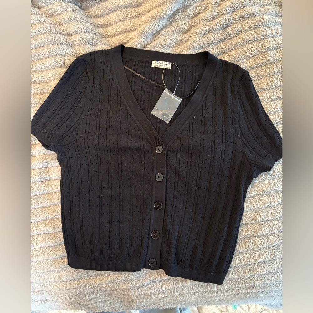 Free PeoplE NWOT Black Button-Up Cardigan
